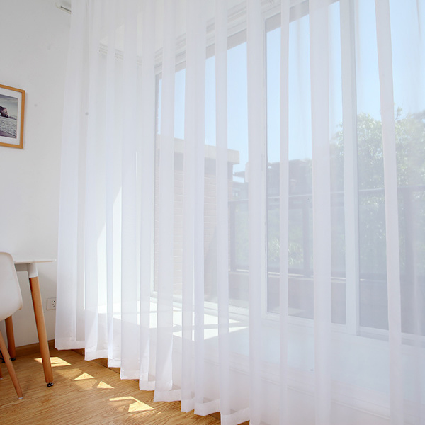 Voile-gardiner med hemper for vindu 132*243cm Voile Hvit