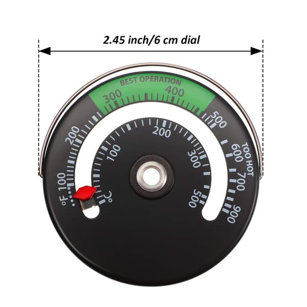 1 Styck Magnetisk Spis Termometer Vedspis Termometer Eldspis Rör Termometer Mätare kompatibel med Ved Skorstensrör Ugn Temperaturindikator