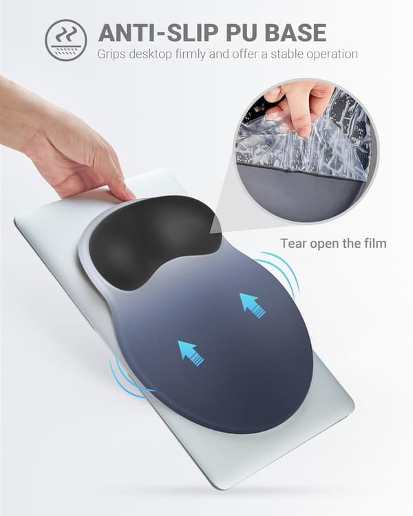 Ergonomisk musematte håndleddsstøtte, komfortabel musematte håndleddsstøtte, lindrer håndleddssmerter gel musematte, sklisikker gummibase musematte for bærbar PC, datamaskin (Gradient Blue Black)