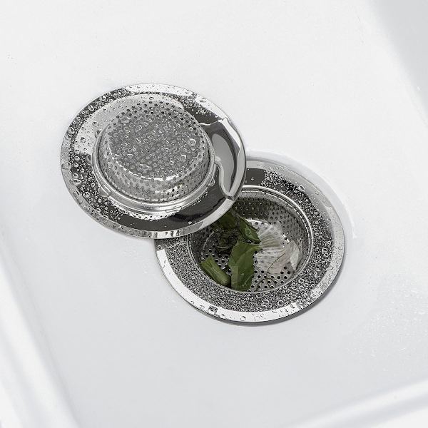 Rustfrit Stål Køkkenafløbsfilter - Anti-Tilstopning Vaskestativ, Pakke med 2 (11 cm Diameter)