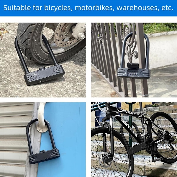 Til cykel, 20 mm - Robust Lås - 1,2 m Lang Sikkerhedskabel Robust Montering & Tyverisikret Nøgle, 4-cifret Kombinationsadgangskode Lås til Cykel (350*112