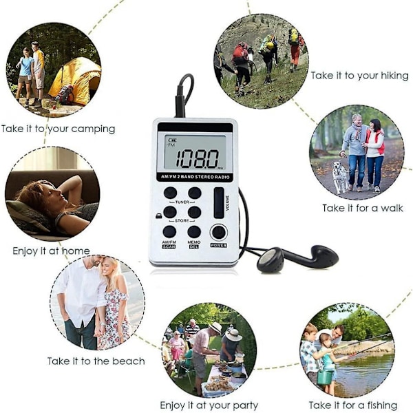 Mini bärbar stereo radio, laddningsbar, dsp Am Fm 2-bands digitalmottagare W