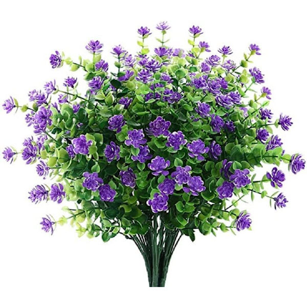 6 stk. kunstige blomster, simulerede blomster grønne planter UV-bestandige planter
