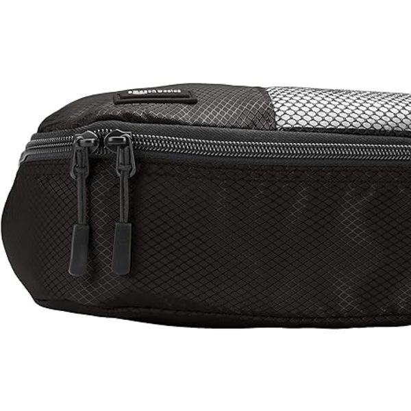 Basic 4-delt sæt med pakkeorganisatorer til rejser - Medium, sort