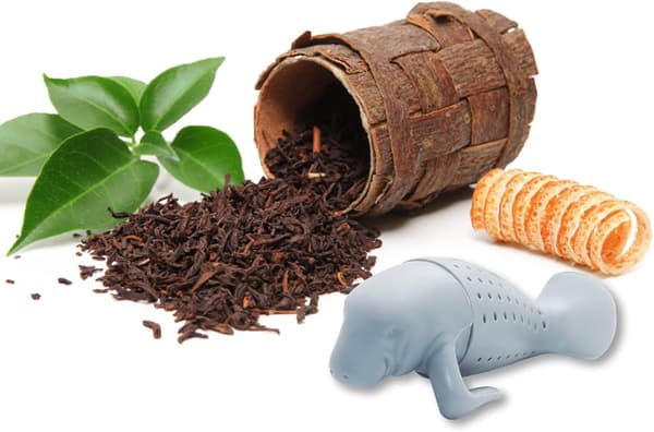 Manatee te-sil, silikon te-infuser, søtt løst blad te-sil sett