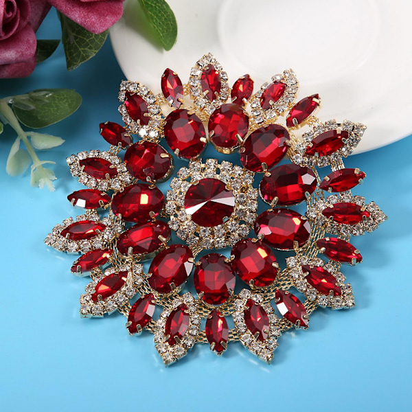 Krystallglass Rhinestones for DIY-klær og dametilbehør Rød Gullbase 11cm