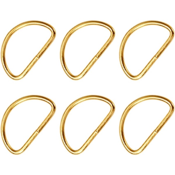 6 stk D-formede metallringer D-ring Multifunksjonelle D-ring Vesketilbehør for DIY Hundekrage Sele Webbing Stoffstropp 8 x 6 mm (Gull)