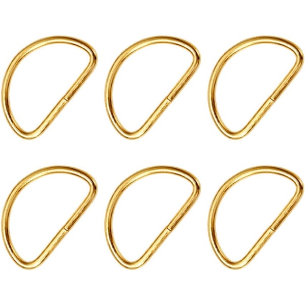 6 stk. D-formede Metalringe D-ring Multifunktionelle D-ring Tasketilbehør til DIY Hundekravler Sele Webbing Stofrem 8 x 6 mm (Guld)