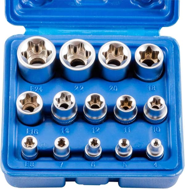 14-osainen E4-E24 E-Torx-naarasliitäntä-hylsysarja