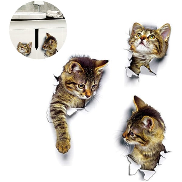 3D katteveggklistremerker, 3 STK veggklistremerker, kombinasjonsveggklistremerker, toile