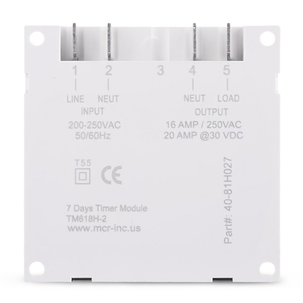 220V DC Timerbrytare, 7 Dagar Programmerbar Tidrelä, med 12/24 Timmars Klockdisplay, 1.6 Tums Stor LCD-Skärm, Batteriladdning Inuti (TM618H-2)
