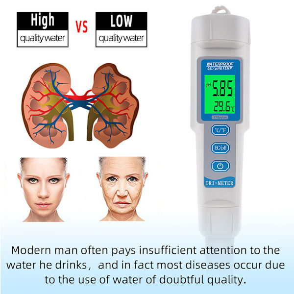 Digital gråtoneskala PH-meter med kalibreringsfunktion Lätt att läsa Mät P