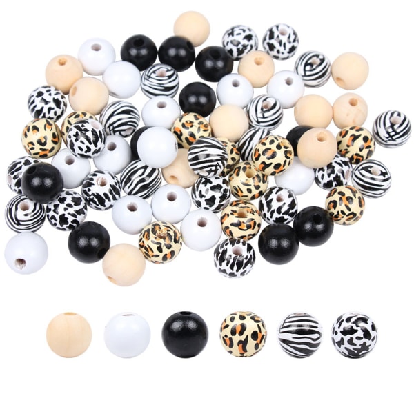60 silikone perler sort og hvid print perler vand