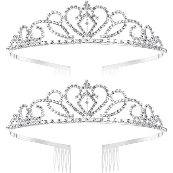 Krystalkroner og tiaraer, 2 pak tiara krone elegante piger princ