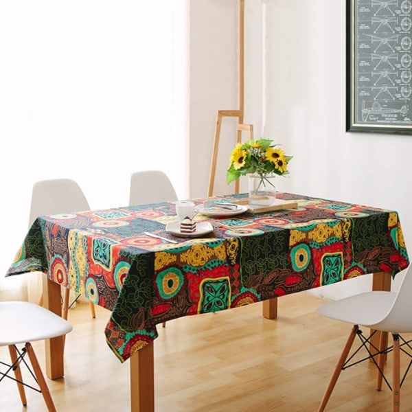 Vaskbar rektangulær bomuldslinned farverig blomsterprint dug