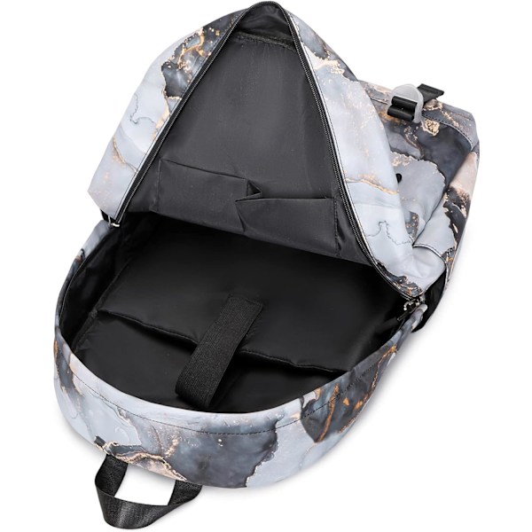 Skolryggsäck för flickor Ryggsäck med lunchlåda Förskola Grundskolan Primär skolväskor Tonårsryggsäck BookBags Set（svart）