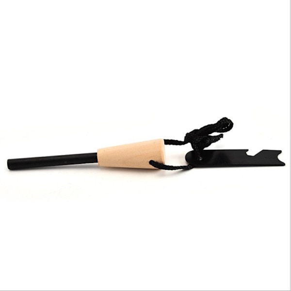 3 i 1 Magnesium Eldsten med Trähandtag - Linjal/Flasköppnare - Överlevnad/Camping - 11cm