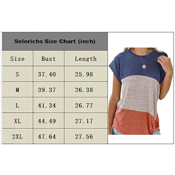 Womens Tops Kort Ermet Fargeblokk Casual Sommer Twist Knot Front T-Shirt