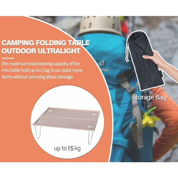 Hopfällbart campingbord i grå aluminiumlegering från Boundless Voyage Mini (