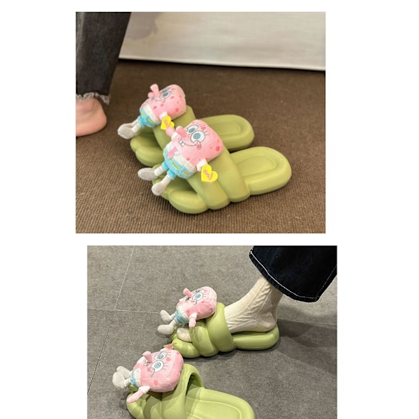 Sandaletter til Kvinder Sommer Udendørs Slid 2023 Modeller Spongebob Sød Store Fødder Flade Bund Sandaler Bløde Bund Sutsko