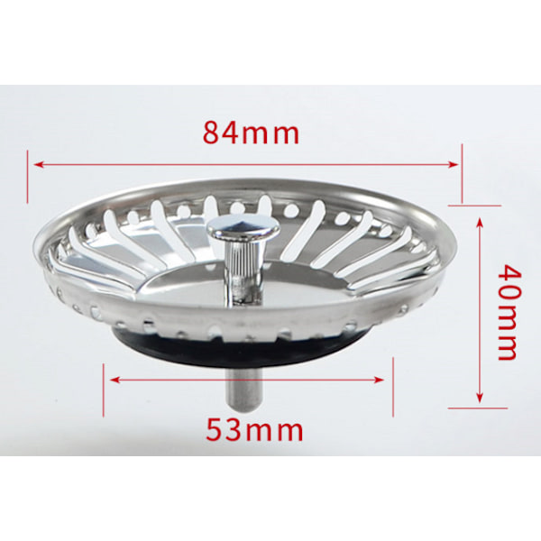 3 st rostfria korgar för diskbänksavlopp, krom, 8,4*4 cm