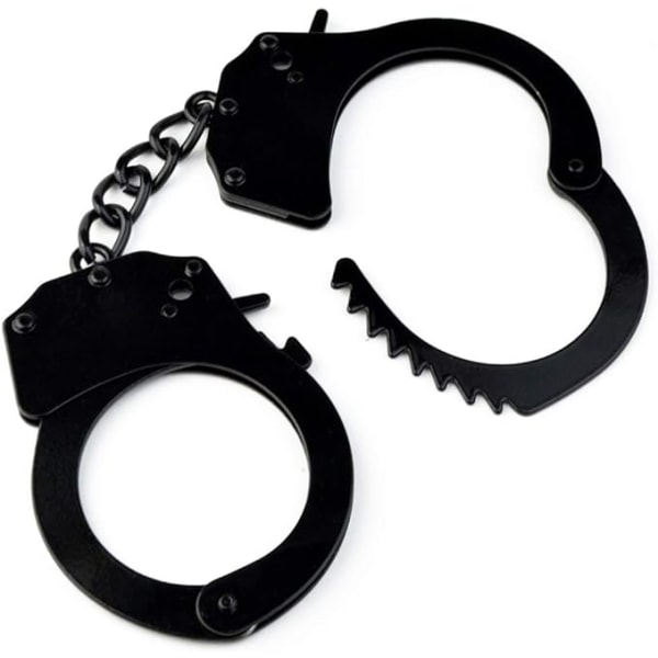 3 st metallhandbojor med nycklar för polisen, svarta handbojor Propdress Ball