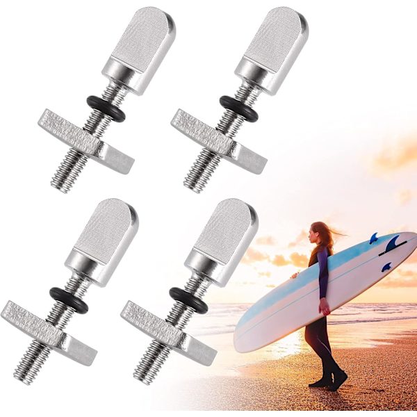 Set med 4 Surfbräda-Finskruvar - Silver Rostfritt Stål Ersättningskit SUP och Longboard Tillbehör, Silver