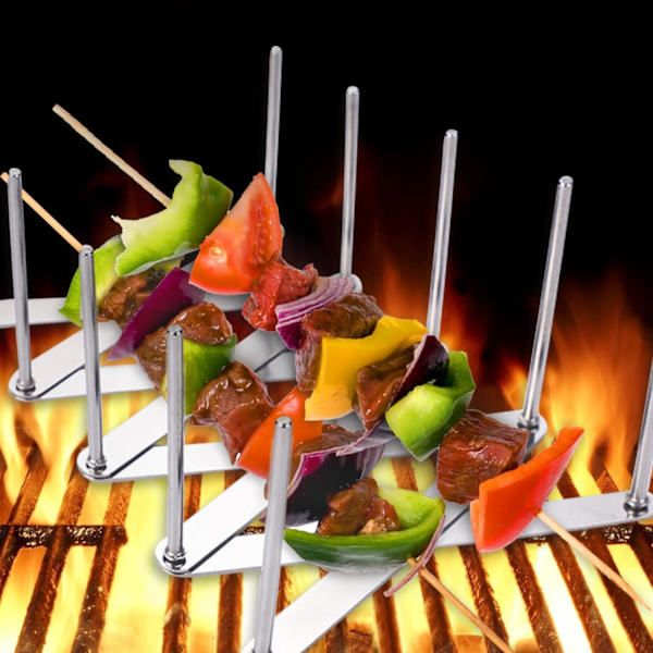 Rustfrit stålgrillstativ (2 stk.), grillstativ til grill, grillstativ til ribben