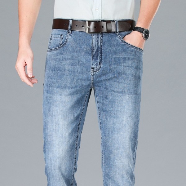Jeans med låga kängor – avslappnad passform för män BLÅ STORLEK 38