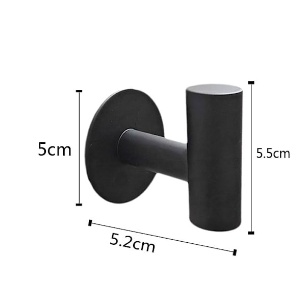 Håndklædekroge til badeværelse, 2 pakker vægmonteret håndklædeholder, sort mat rustfrit stål kraftig dørhængt håndklægekrog til køkken 5,5*5,2CM sort