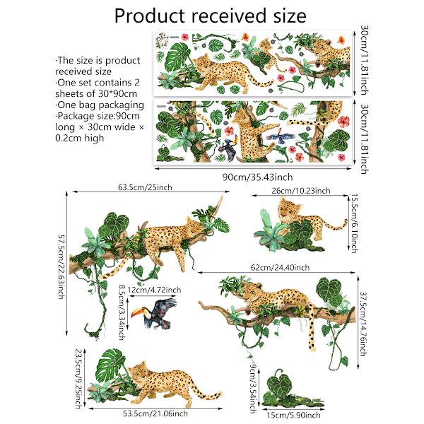 Jungeldyr veggklistremer Leopard veggklistremer Gepard Safari veggdekor Barnerom Babyrom Stue