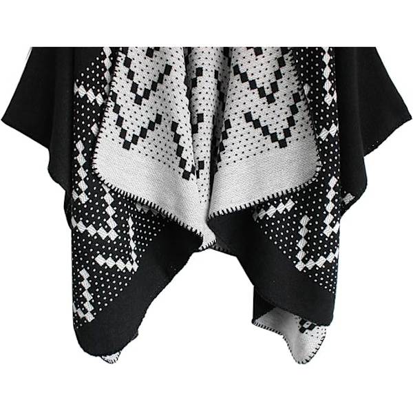 Kvinnors Färgblock Sjal Wrap Öppen Framsida Poncho Cape 130*150CM b