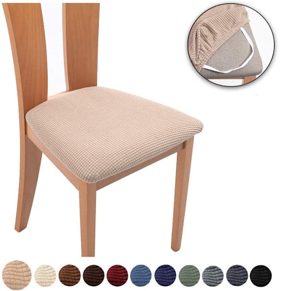 2 st stolsöverdrag för matsal, smutsavvisande sittdyna, elastisk, khaki