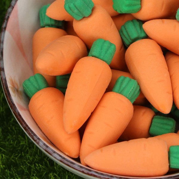 3 stk. Mini gulerødder viskelæder miniature grøntsager blyant viskelæder til børn barn