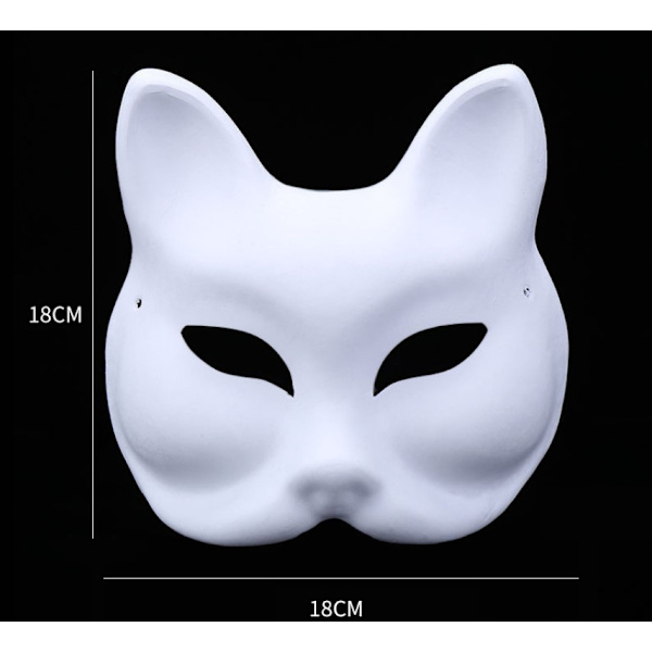 Kattmasker att måla, djurmasker att klä ut sig i, gör-det-själv-masker i vitt, halva för maskerad, halloween, barn, cosplay, masker, kostymfest, festtillbehör, 1 st