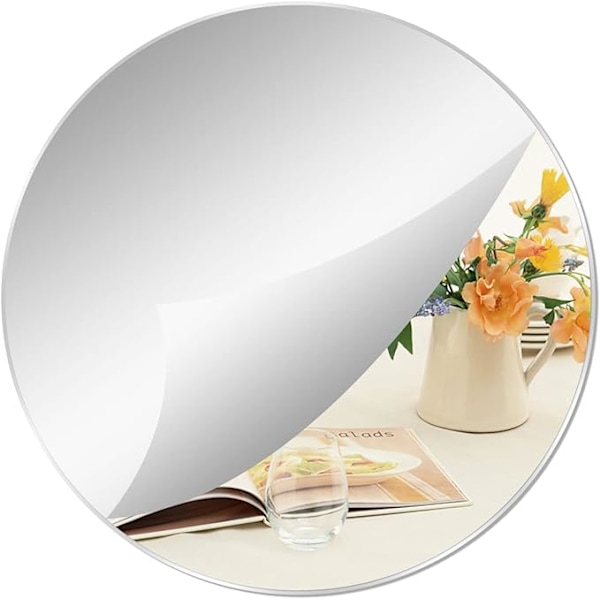 Akryl Runde Speil Ikke Glass Runde Speilplate Selvklebende Runde Speil Veggklistremerker for Hjem Stue Soverom Innredning Tykkelse 2,5 mm (30 *