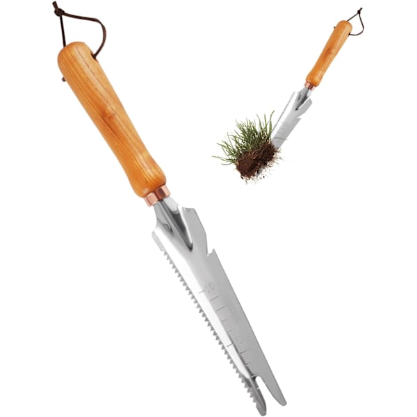 1 Multifunksjonell rustfritt stål hagespade - Hageugrasningsverktøy - Håndugrasningsverktøy - Ugrasningsspade for ugress, graving og beskjæring