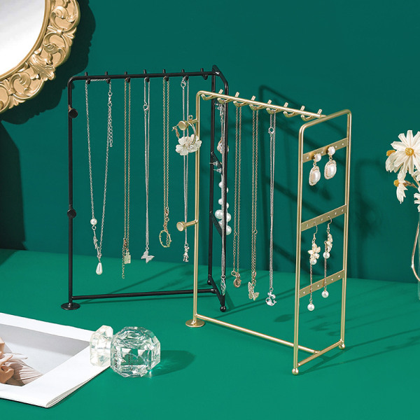 Smyckesställ förvaringsbox, smyckestorn i metall, halsbandshållare med krok fo
