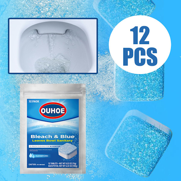 Ultra Clean Toilet Tablets Blegemiddel & Blå, Rain Clean Duft