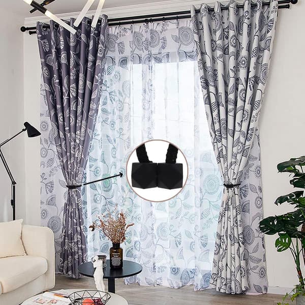 2 stk. sorte magnetiske gardinholdere i moderne stil