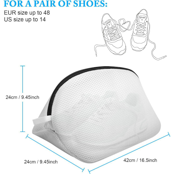 4-pakning sko vaskeposer, premium vaskepose for sko/joggesko for vask