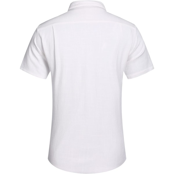 Herre Casual Linned Button Down Skjorte Kortærmet Strandskjorte XXL