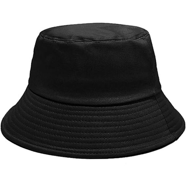 Bucket Hat for Women Men Cotton Summer Sun Beach Fishing Cap（svart）