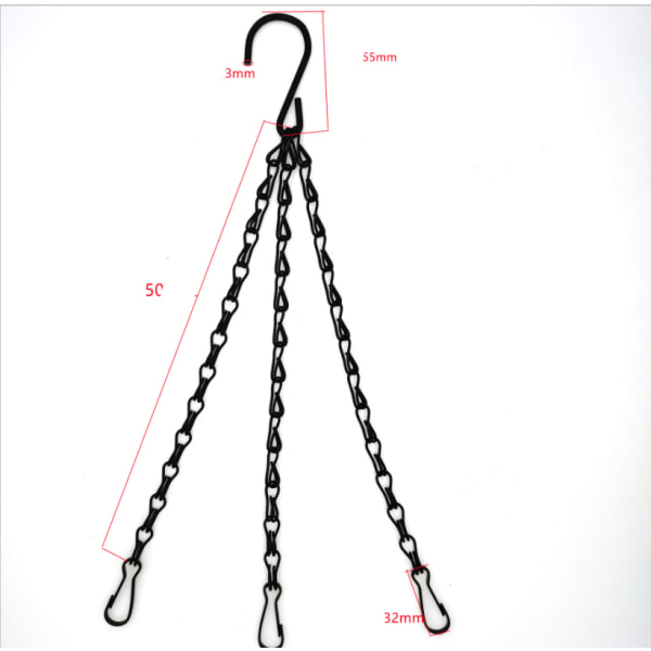 4-pack 3-trådig hängande korgkedja Metallersättningskedjan krok med krok