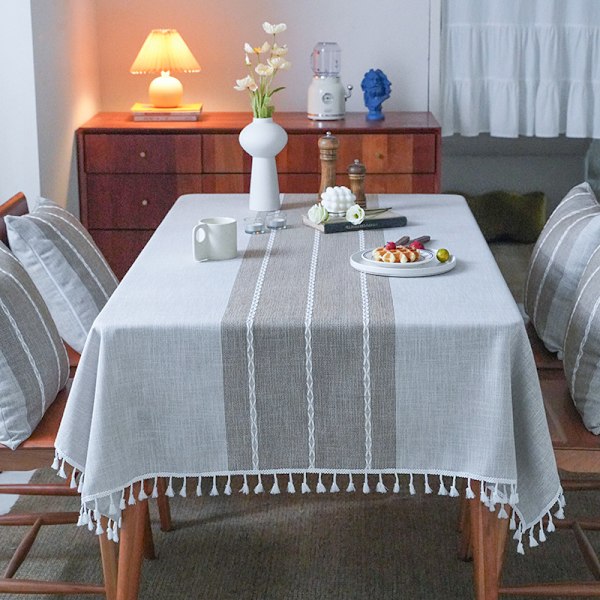 Bomulds- og linneddug broderet hjem tebord kvast blonde picnic t