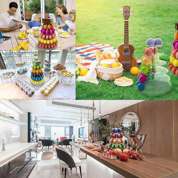 6-vånings ställning för macaroner, plast, för bröllop, födelsedagsfest, cupcake-tårta