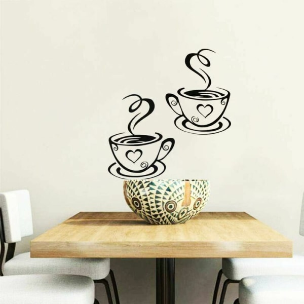 Kaffekopp Kök Konst väggdekaler för heminredning Avtagbar vägg Sti
