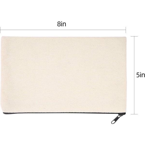 10-pakning tomme DIY-håndverksposer i lerret, tomme sminkepunger - beige lerretspennposer