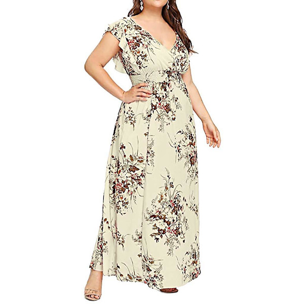 Plus Size Rund Kvinders Kjole A-linje Flare Kjole Til Forår Sommer,XXL