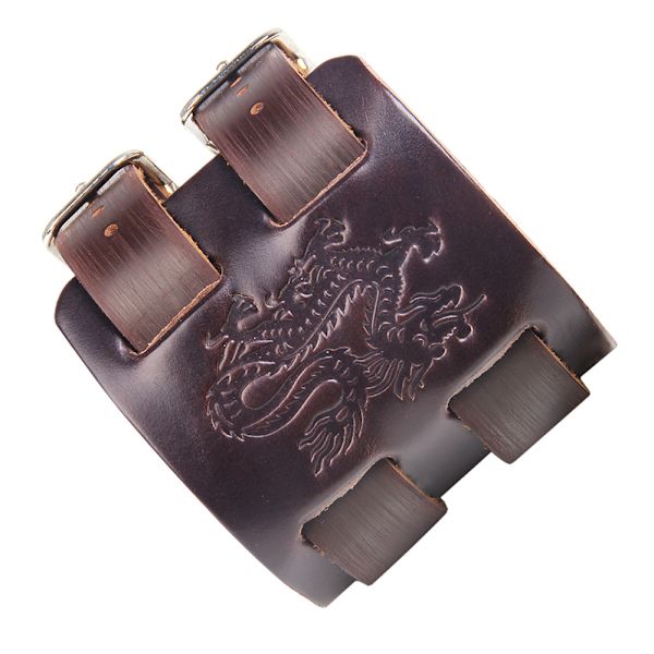 Brun läderarmband för män - Drake - Punk-stil, 11,6 tum, Läder